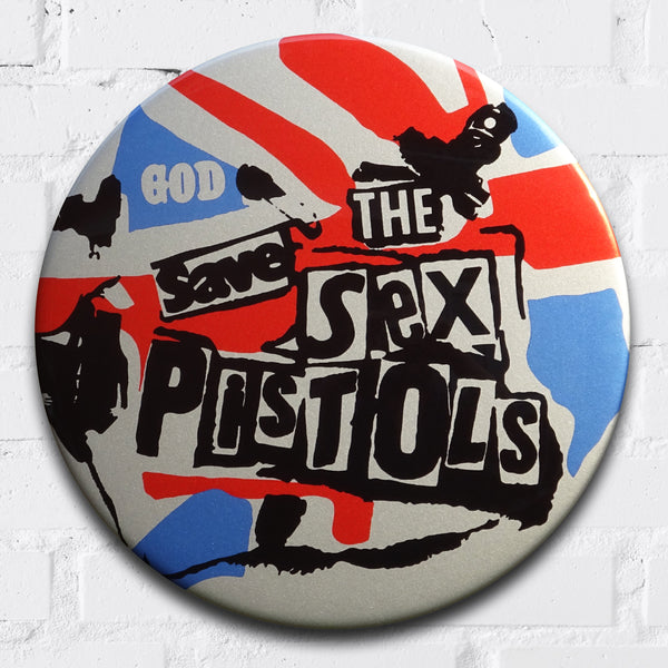 The Sex Pistols, God Save (Metallic) GIANT 3D Vintage Pin Badge