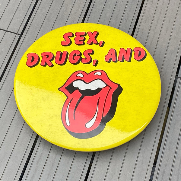 The Rolling Stones, Sex, Drugs, And GIANT 3D Vintage Pin Badge